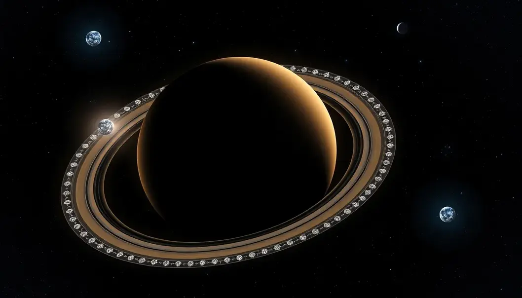 The opulent rings of Saturn mirror the elegance of high fashion jewelry.